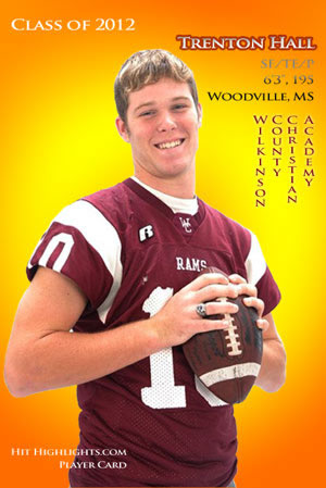 Trenton Hall's Hit Highlights.com Player Card Trenton Hall Player Card